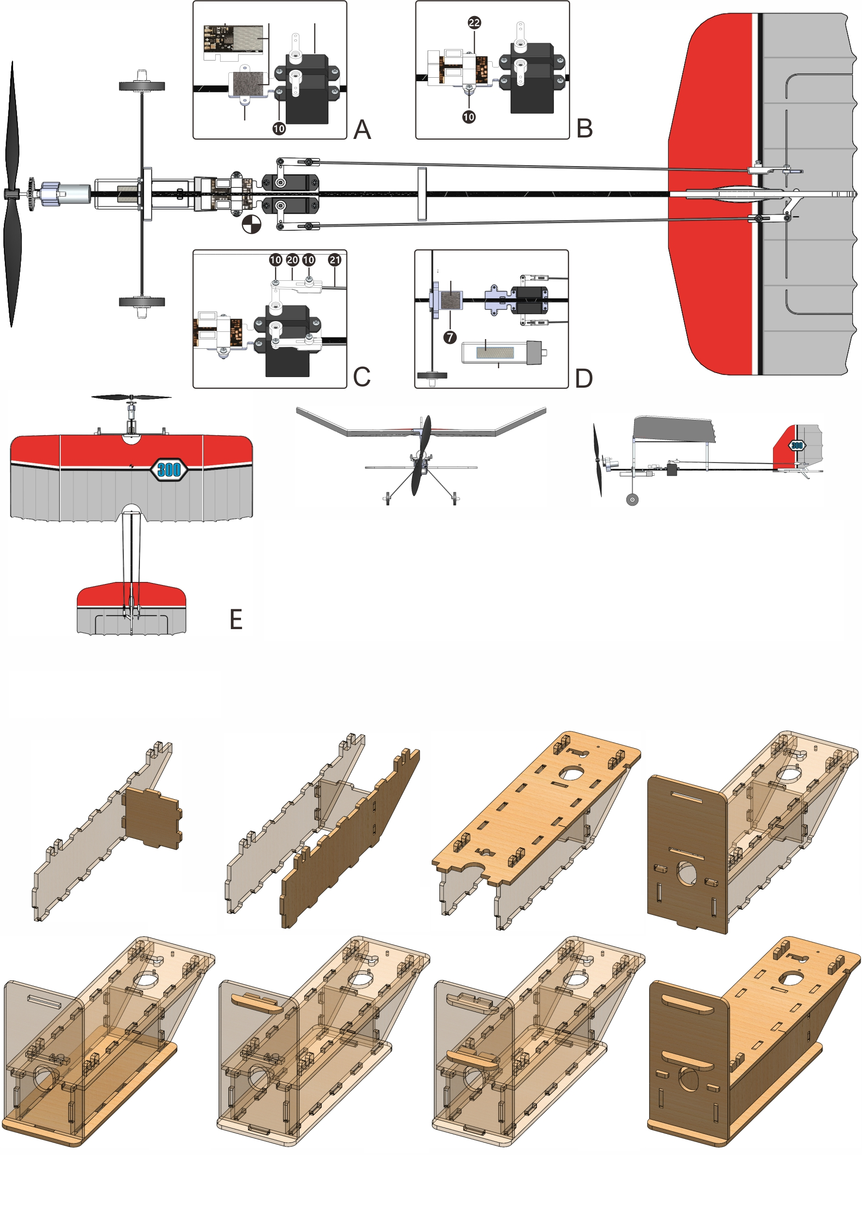 TY-Modell-300-Rot-300mm-Spannweite-PP-Schaumstoff-DIY-Micro-Indoor-Slow-Flyer-RC-Flugzeug-Gleiter-KI-1982358-5